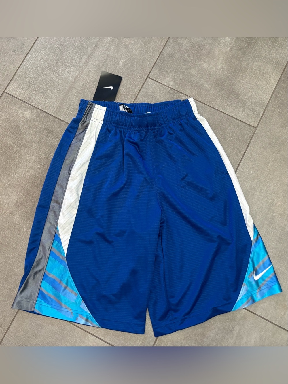 Nike Royal Blue Boys' Athletic Shorts with White & Gray Panels